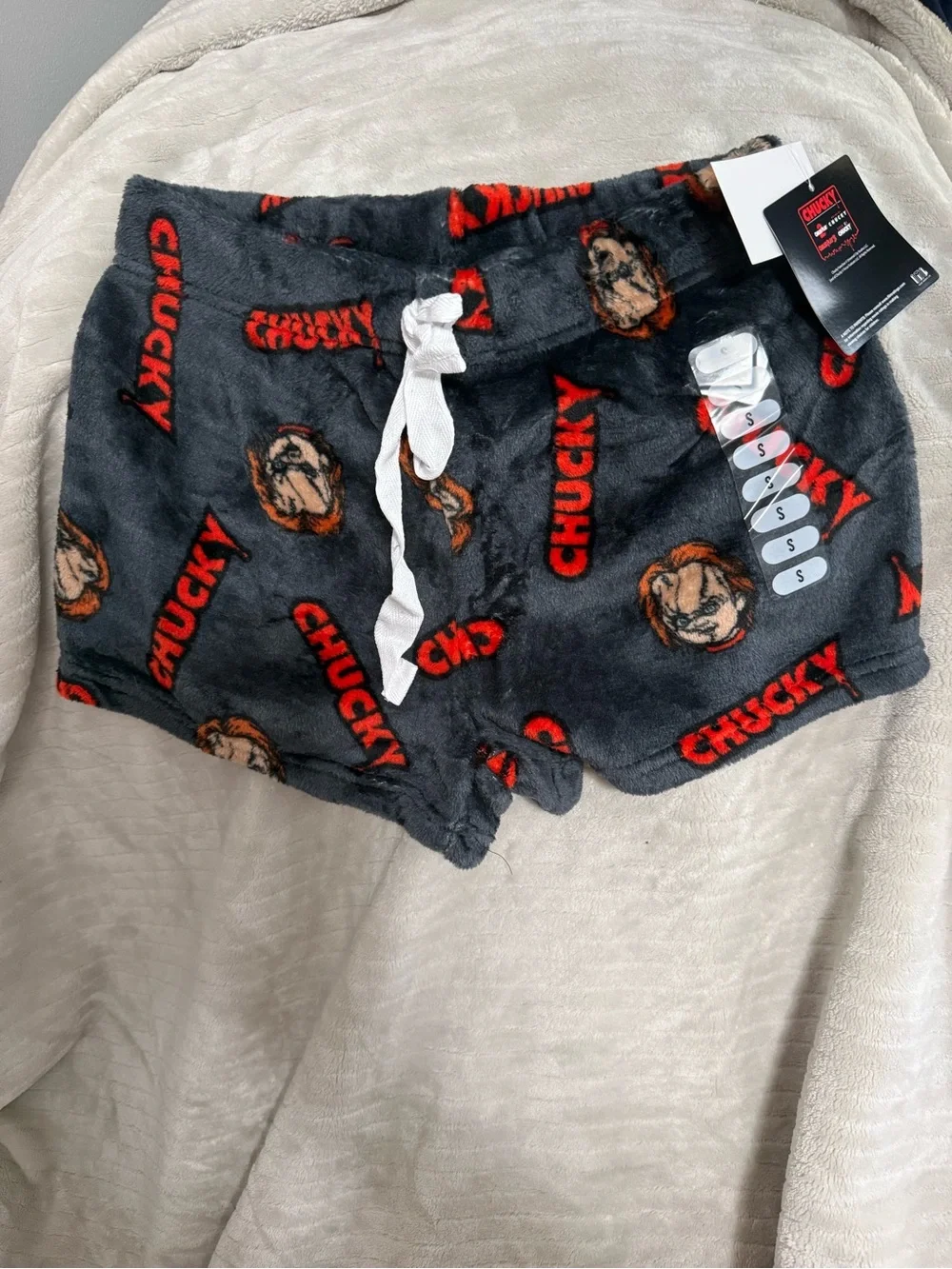 Chucky Fleece Athletic Shorts for Men - Gray with Red Logo